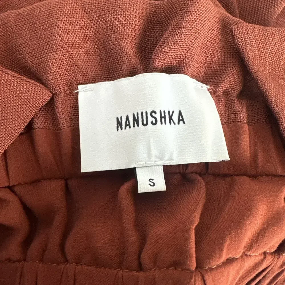 NANUSHKA RILEY BUTTON DOWN DRESS WITH FRINGE Size Small Red - Picture 11 of 13